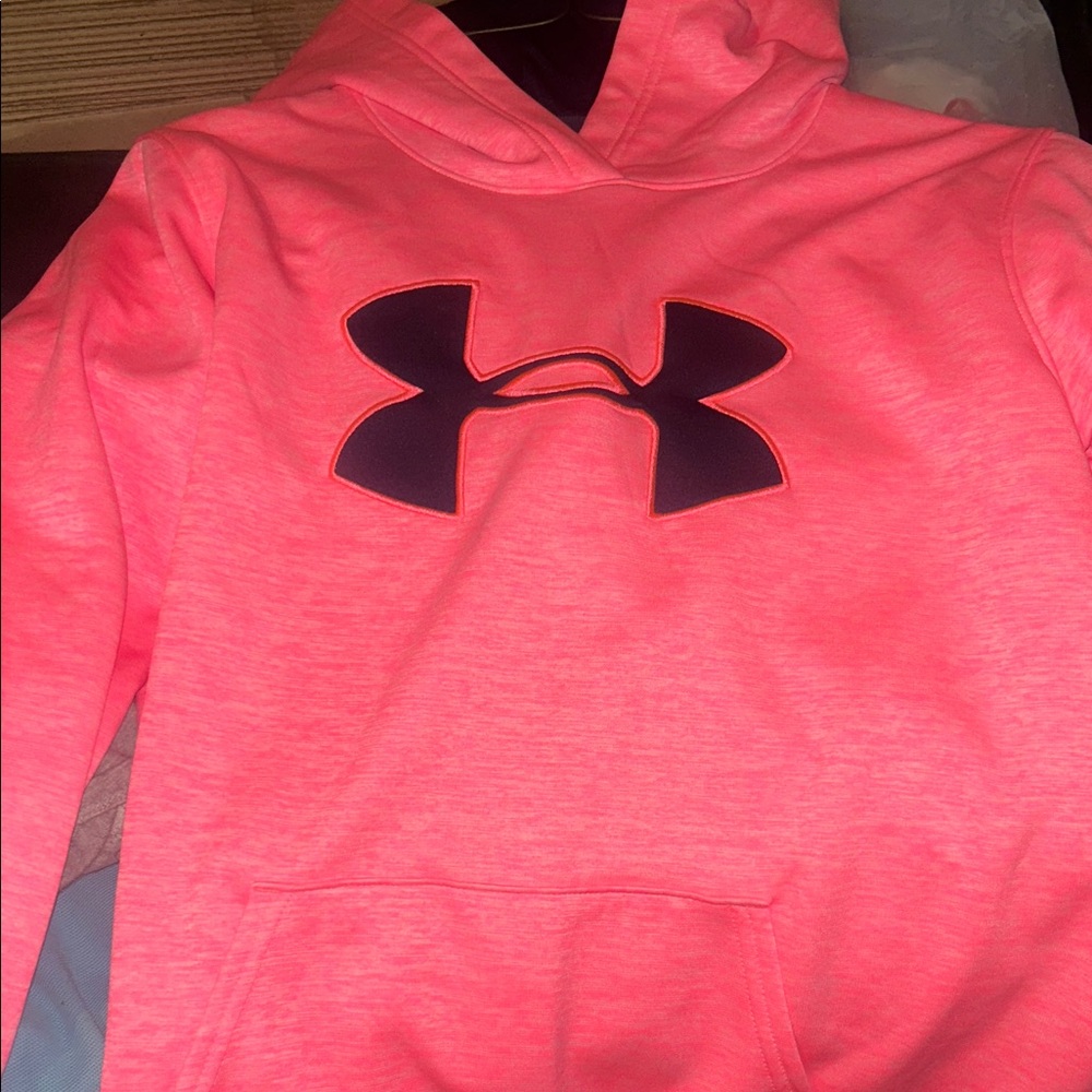 Under Armour Neon Pink Hoodie with Black Logo
